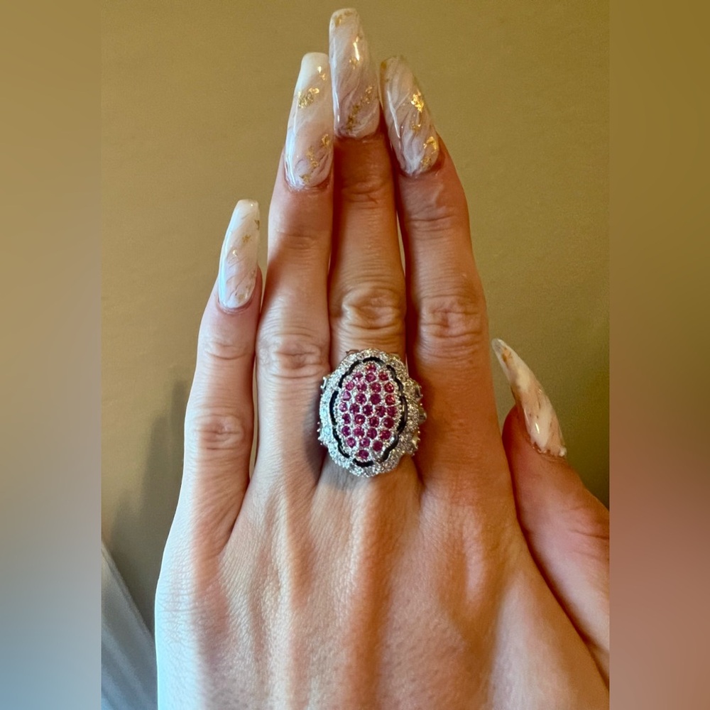 Swavorski crystal ring watch - new - pink crystal accents